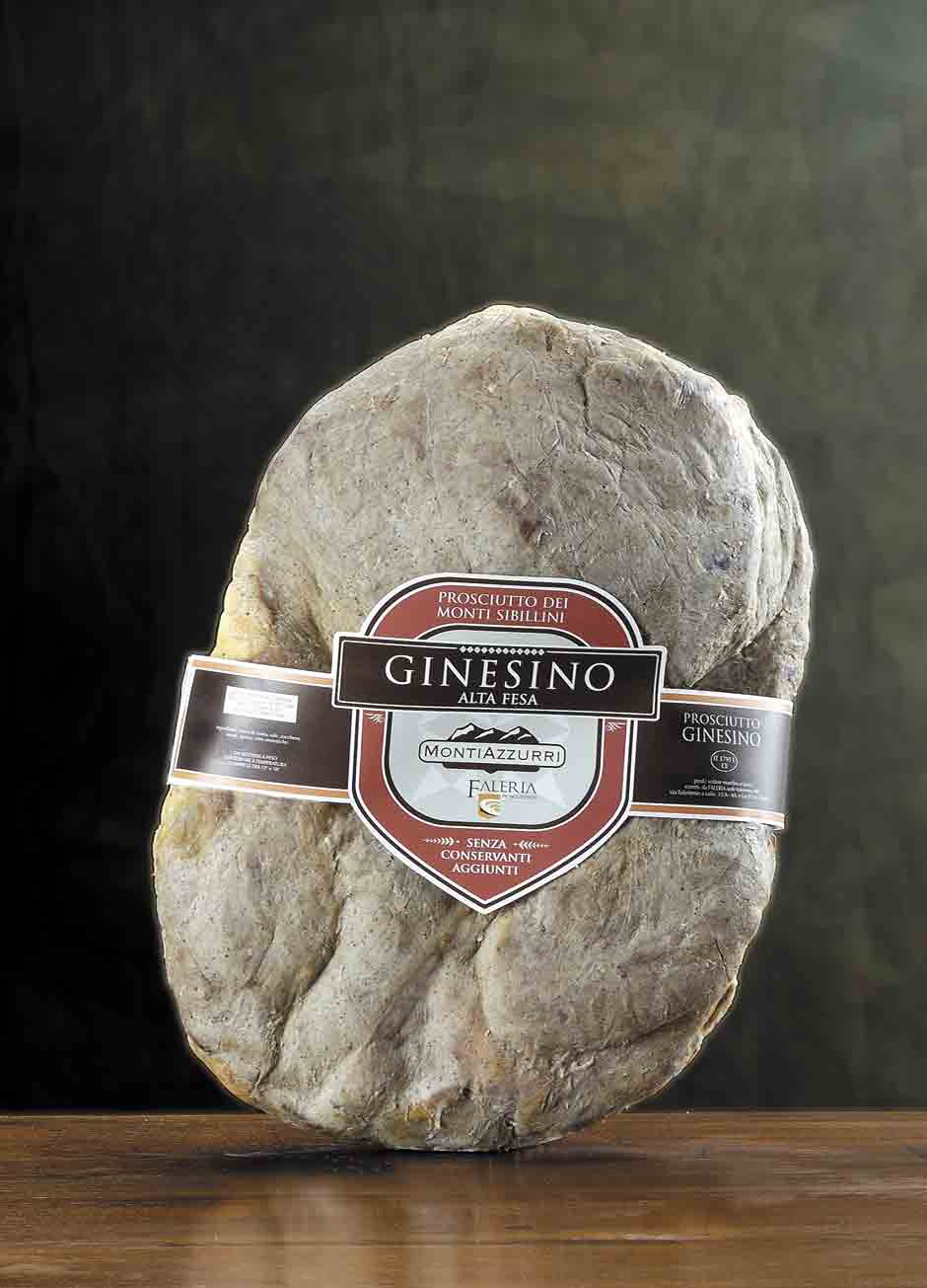 Prosciutto dei Monti Sibillini GINESINO alta fesa aperto tipo gran speck, sugnato