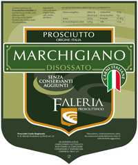 etichetta prosciutto crudo marchigiano con osso Prosciuttificio Faleria