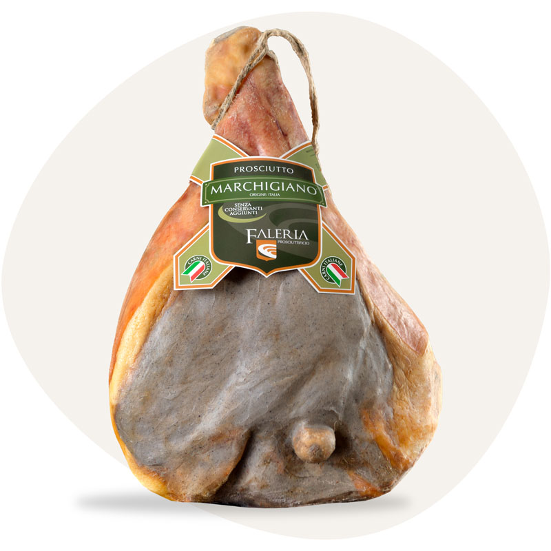 prosciutto crudo marchigiano con osso prosciuttificio faleria